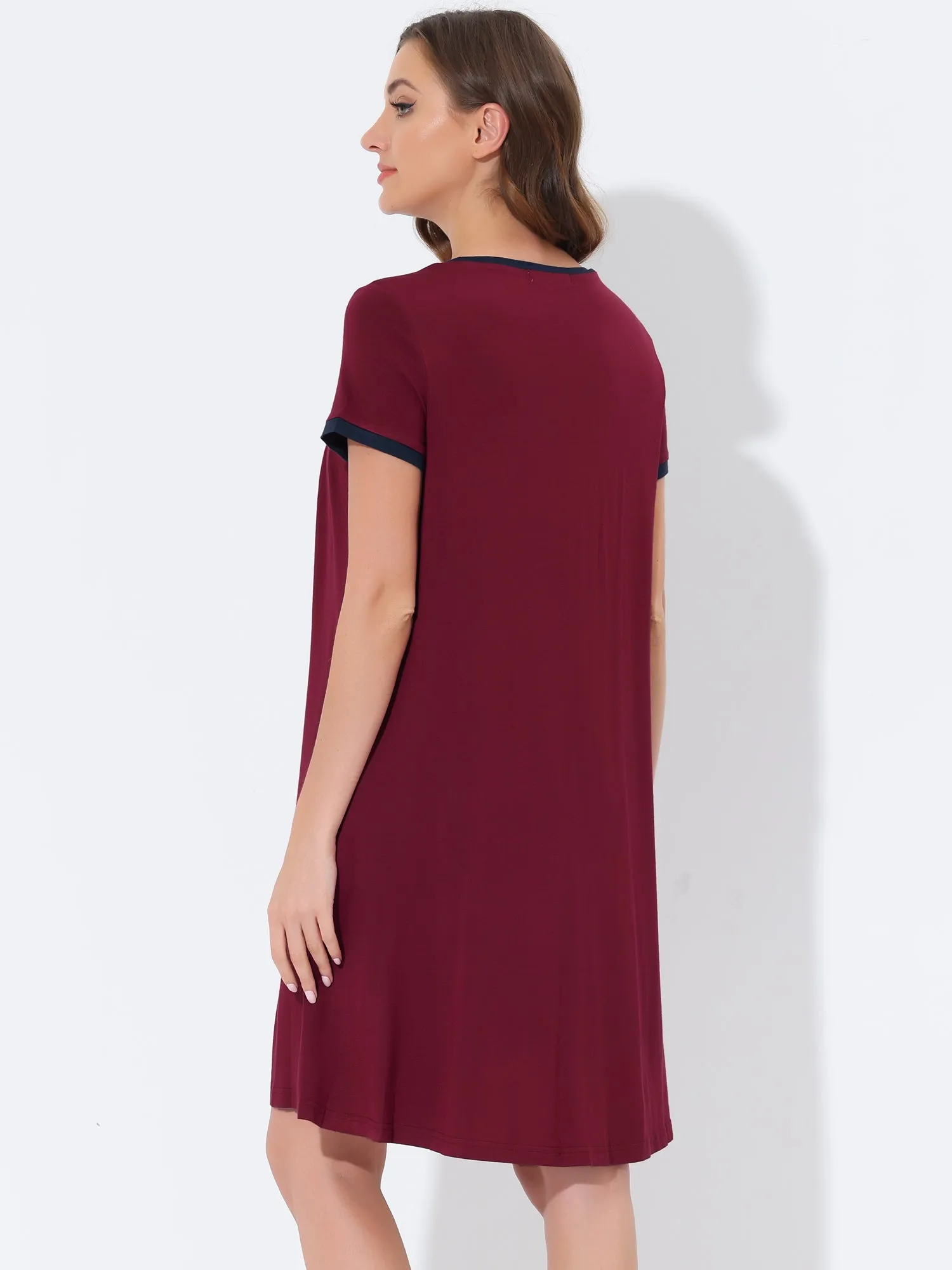 Women's Sleepwear Pajama Dress Soft Nightshirt with Pockets Lounge Nightgown
