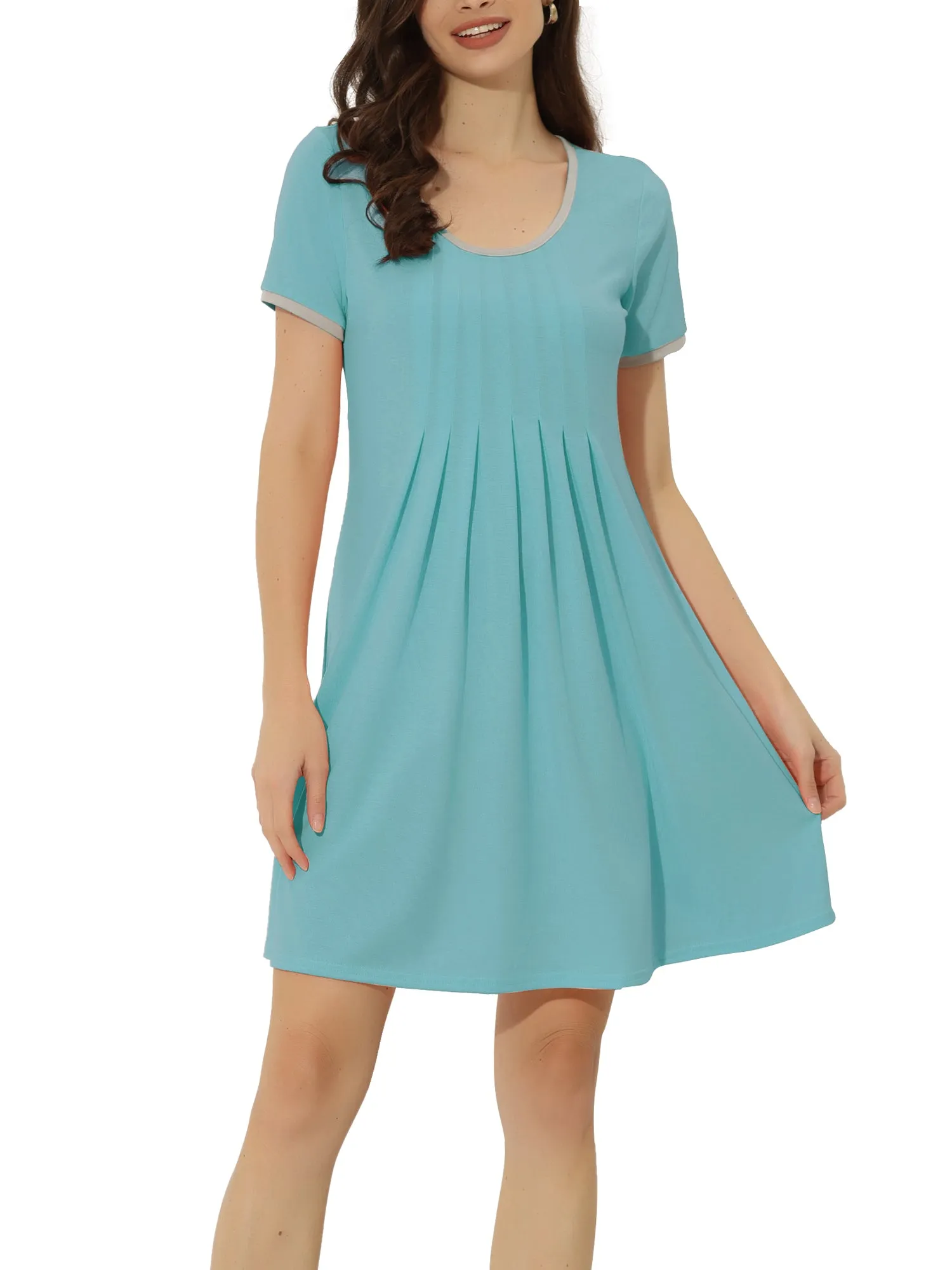 Women's Sleepwear Pajama Dress Soft Nightshirt with Pockets Lounge Nightgown