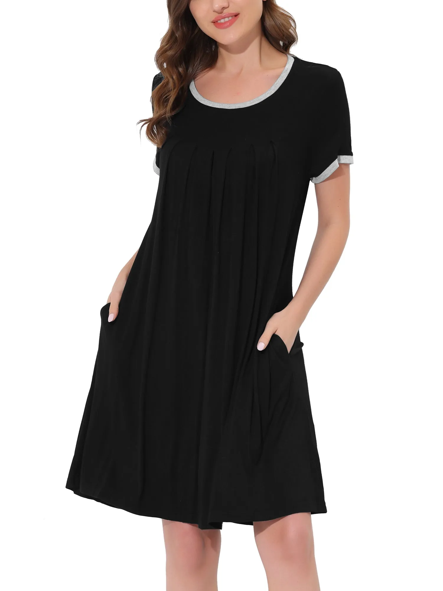 Women's Sleepwear Pajama Dress Soft Nightshirt with Pockets Lounge Nightgown
