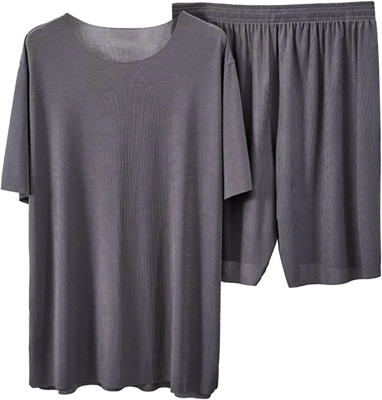 Womens Sleepwear Sets 2 Piece Ice Silk Pullover Tops & Wide Leg Shorts Pajamas Short Sleeve Summer 2025 Matching Pjs Outfits