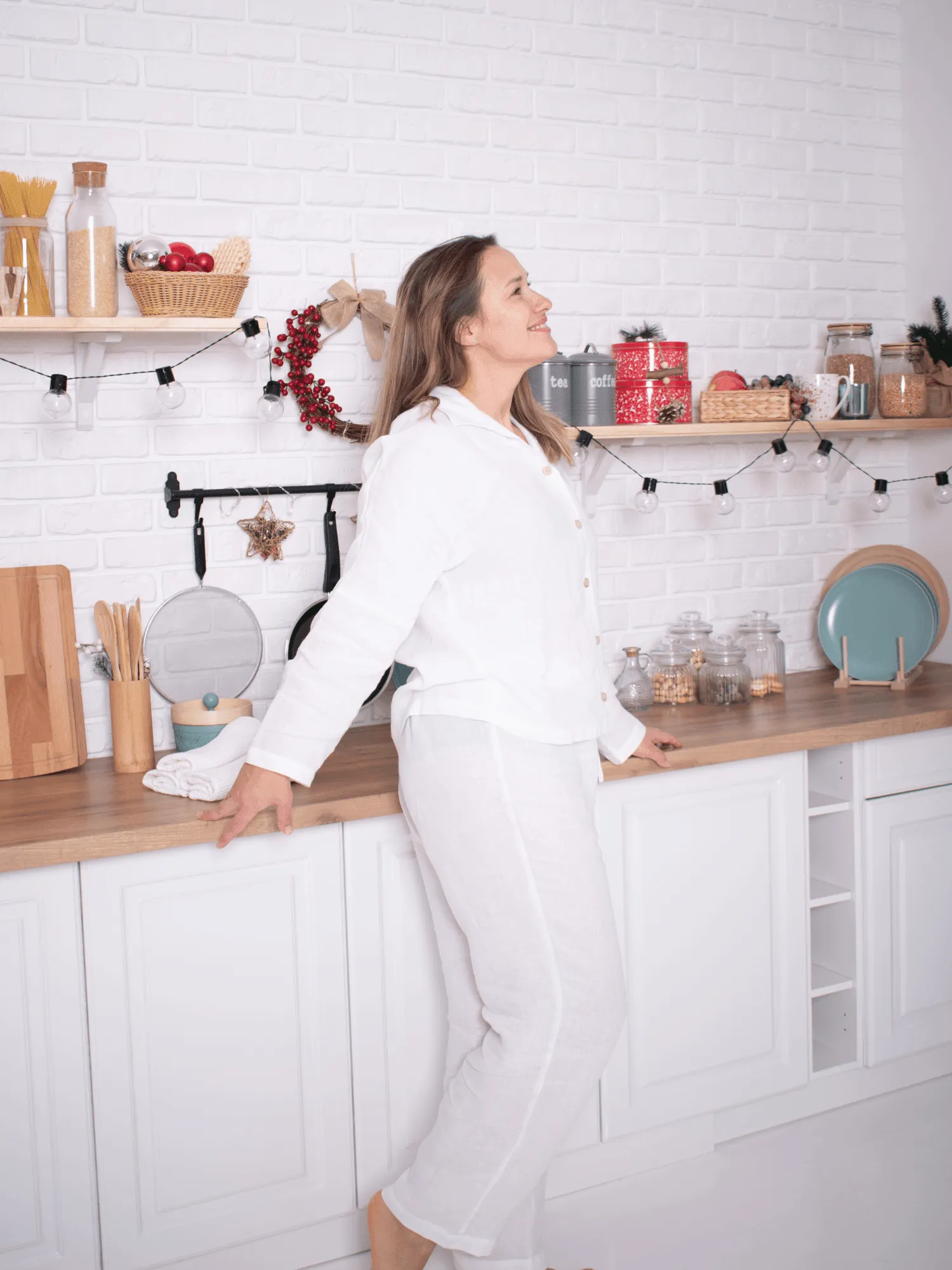 Women's Snow-White Pyjama Set In Soft Linen
