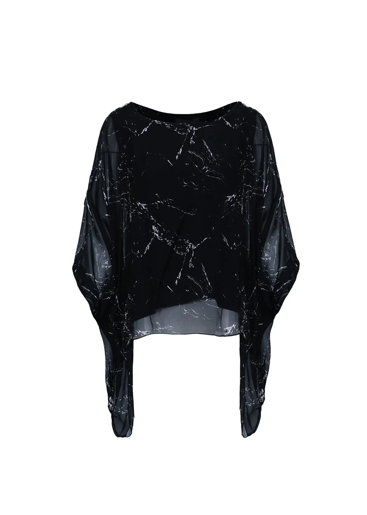 Women's Soft Silk Black Textured Printed Top With Inner & White Pant Combo Set - BlackBeads