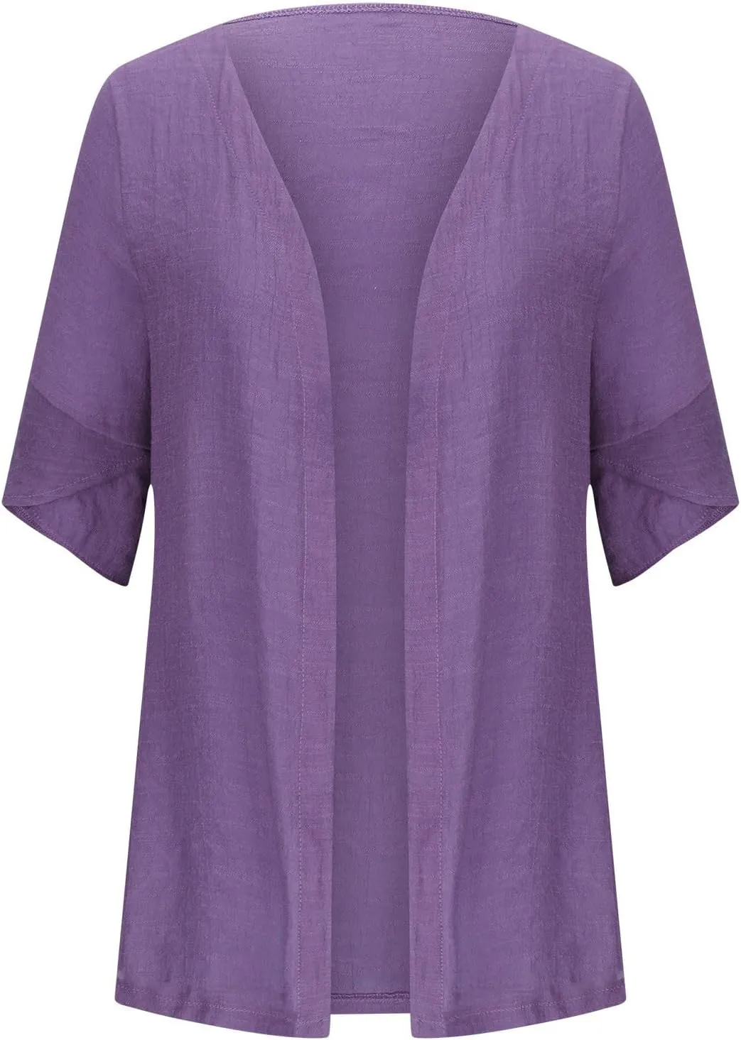 Womens Summer Cotten Linen Cardigan 3/4 Sleeve Open Front Casual Loose Lightweight Cover Ups Trendy