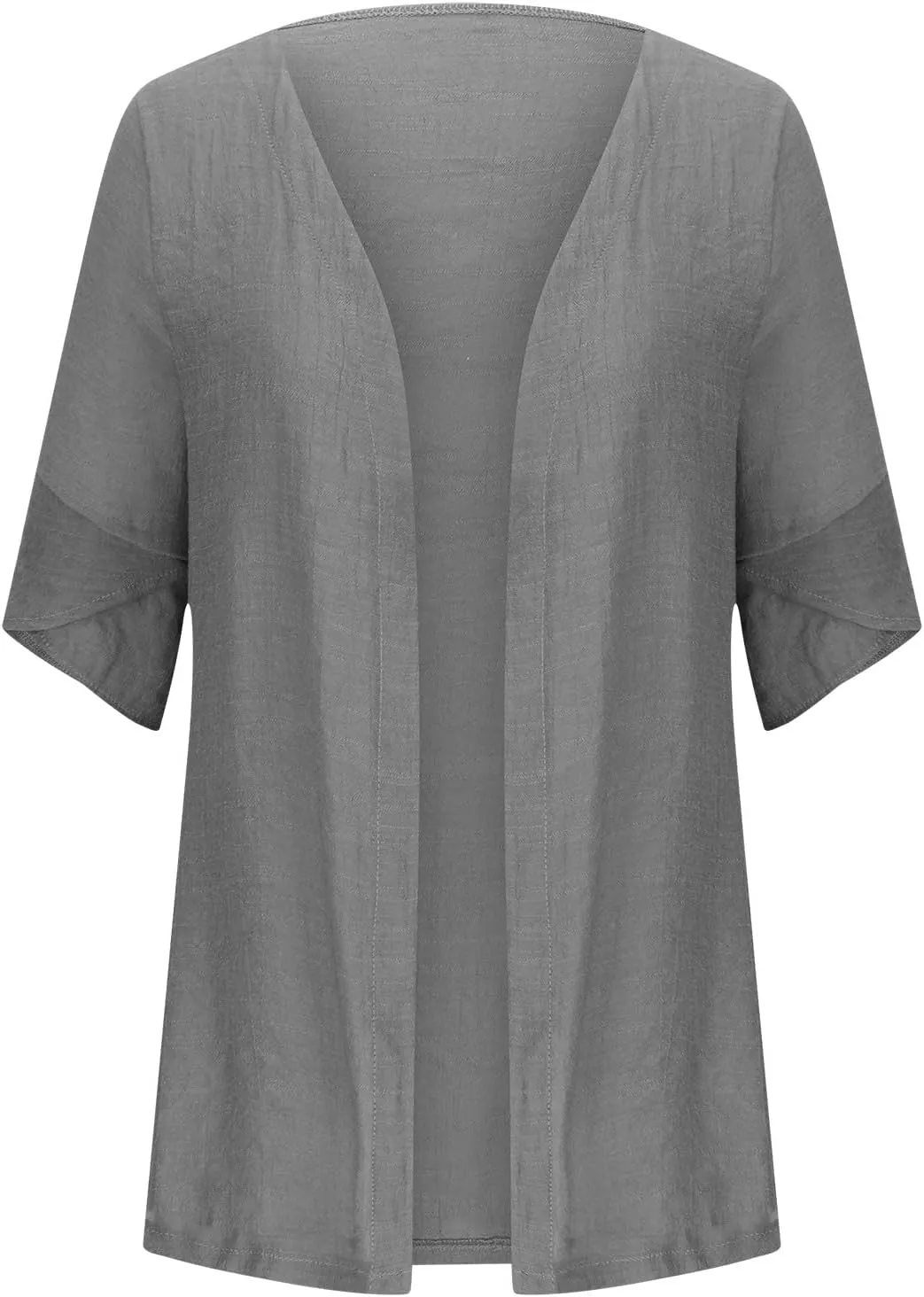Womens Summer Cotten Linen Cardigan 3/4 Sleeve Open Front Casual Loose Lightweight Cover Ups Trendy