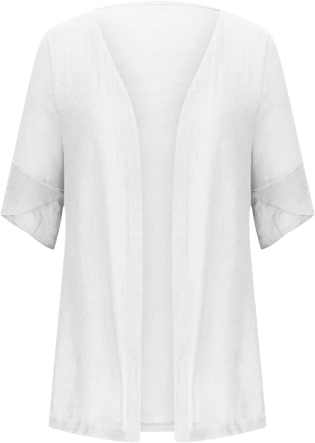 Womens Summer Cotten Linen Cardigan 3/4 Sleeve Open Front Casual Loose Lightweight Cover Ups Trendy