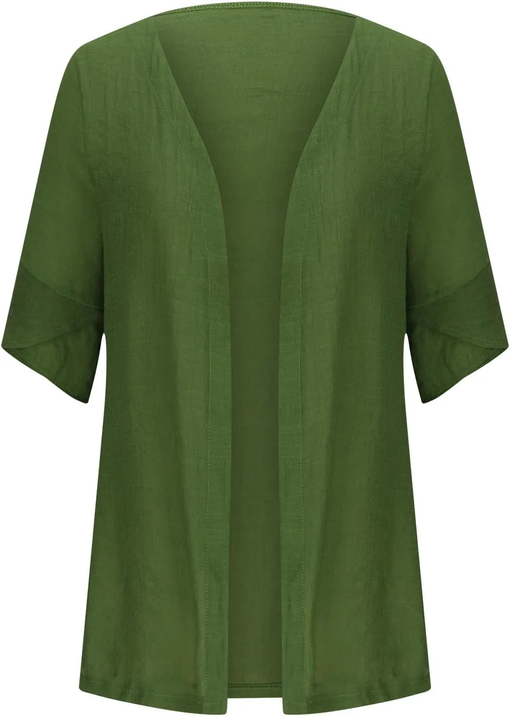 Womens Summer Cotten Linen Cardigan 3/4 Sleeve Open Front Casual Loose Lightweight Cover Ups Trendy