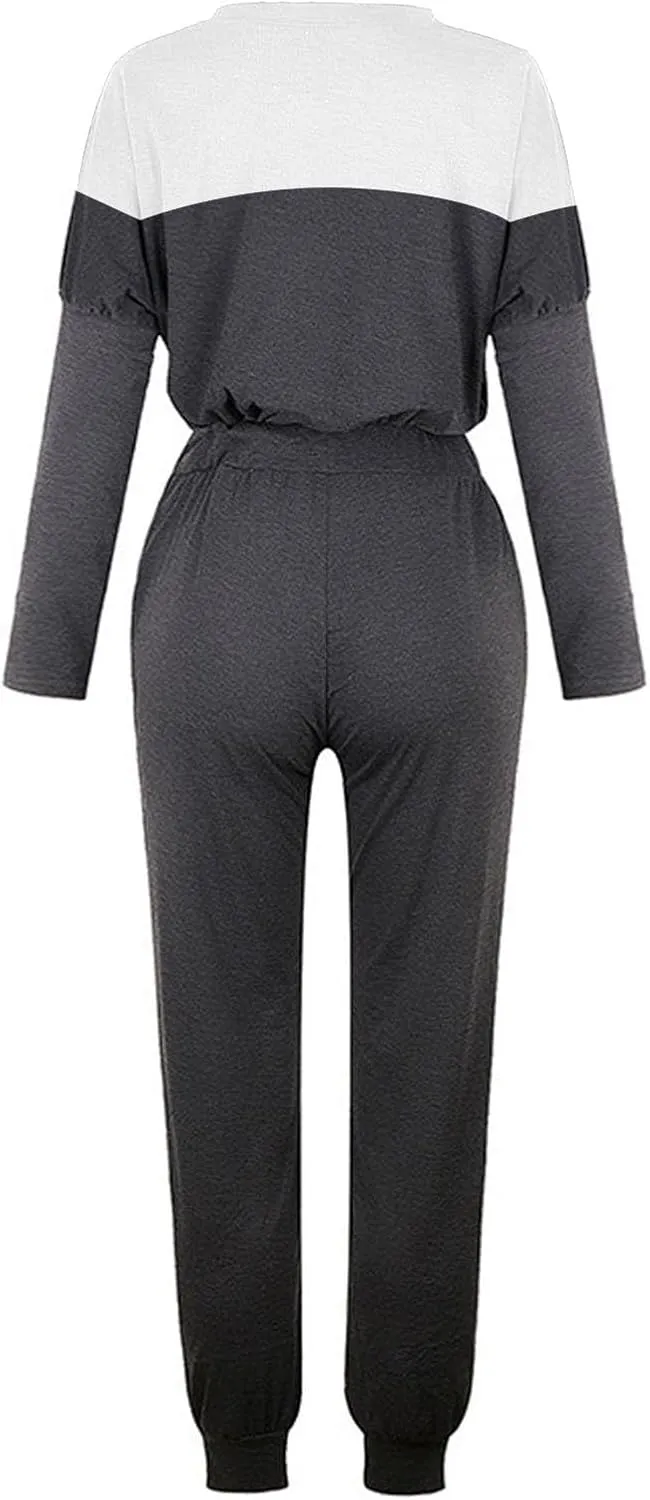 Womens Sweatsuits 2 Piece Set Sleeve Crewneck Pullover Tops and Long Pants Tracksuit Sweatsuits with Sweatpants