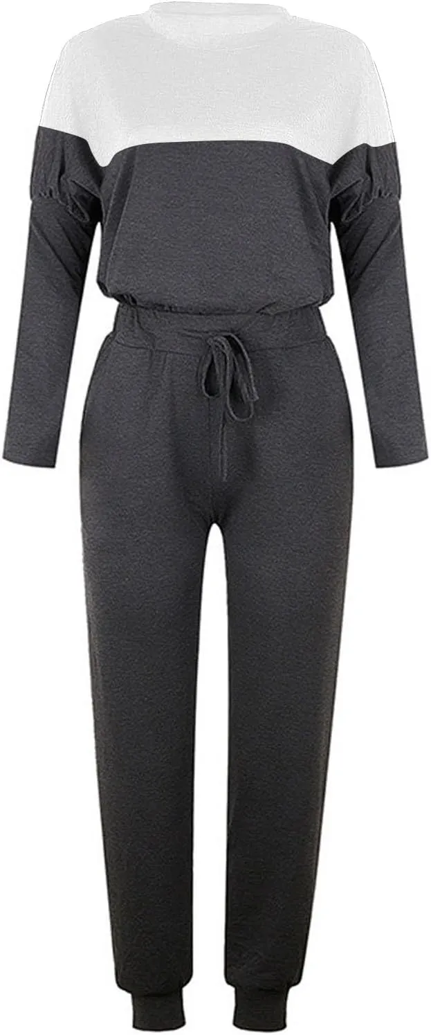 Womens Sweatsuits 2 Piece Set Sleeve Crewneck Pullover Tops and Long Pants Tracksuit Sweatsuits with Sweatpants