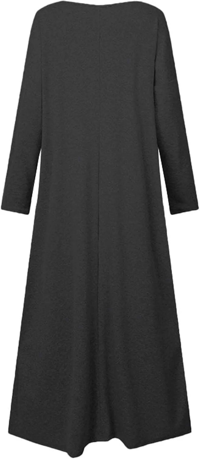 Womens Turtleneck Dresses Casual Long Sleeve Maxi Dress y2k Long Sleeve Floore Length A Line Swing Long Dress