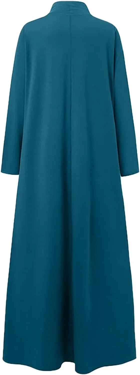 Womens Turtleneck Dresses Casual Long Sleeve Maxi Dress y2k Long Sleeve Floore Length A Line Swing Long Dress