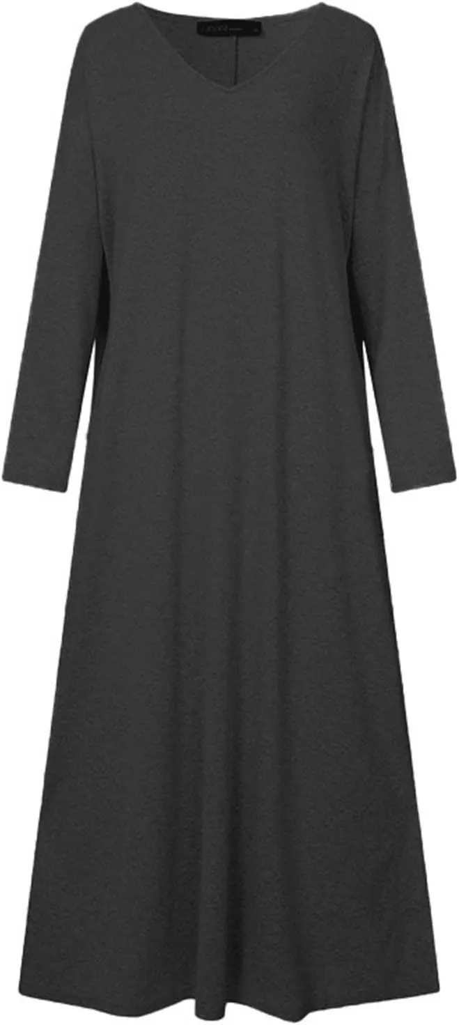 Womens Turtleneck Dresses Casual Long Sleeve Maxi Dress y2k Long Sleeve Floore Length A Line Swing Long Dress