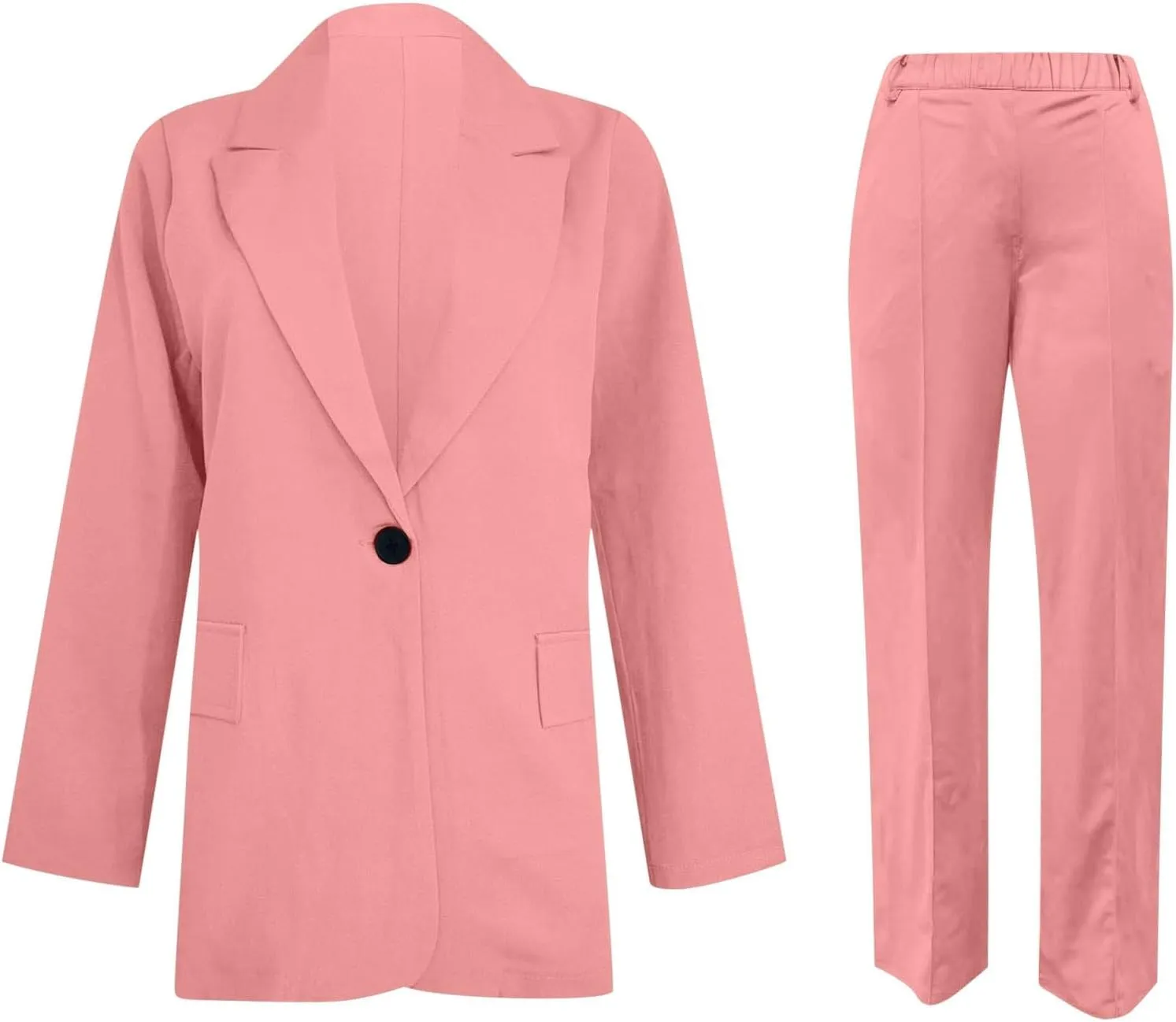Women's Two Piece Outfits Blazer Jacket and Straight Leg Pants Suits 2024 Spring Fall Business Casual Suit Sets