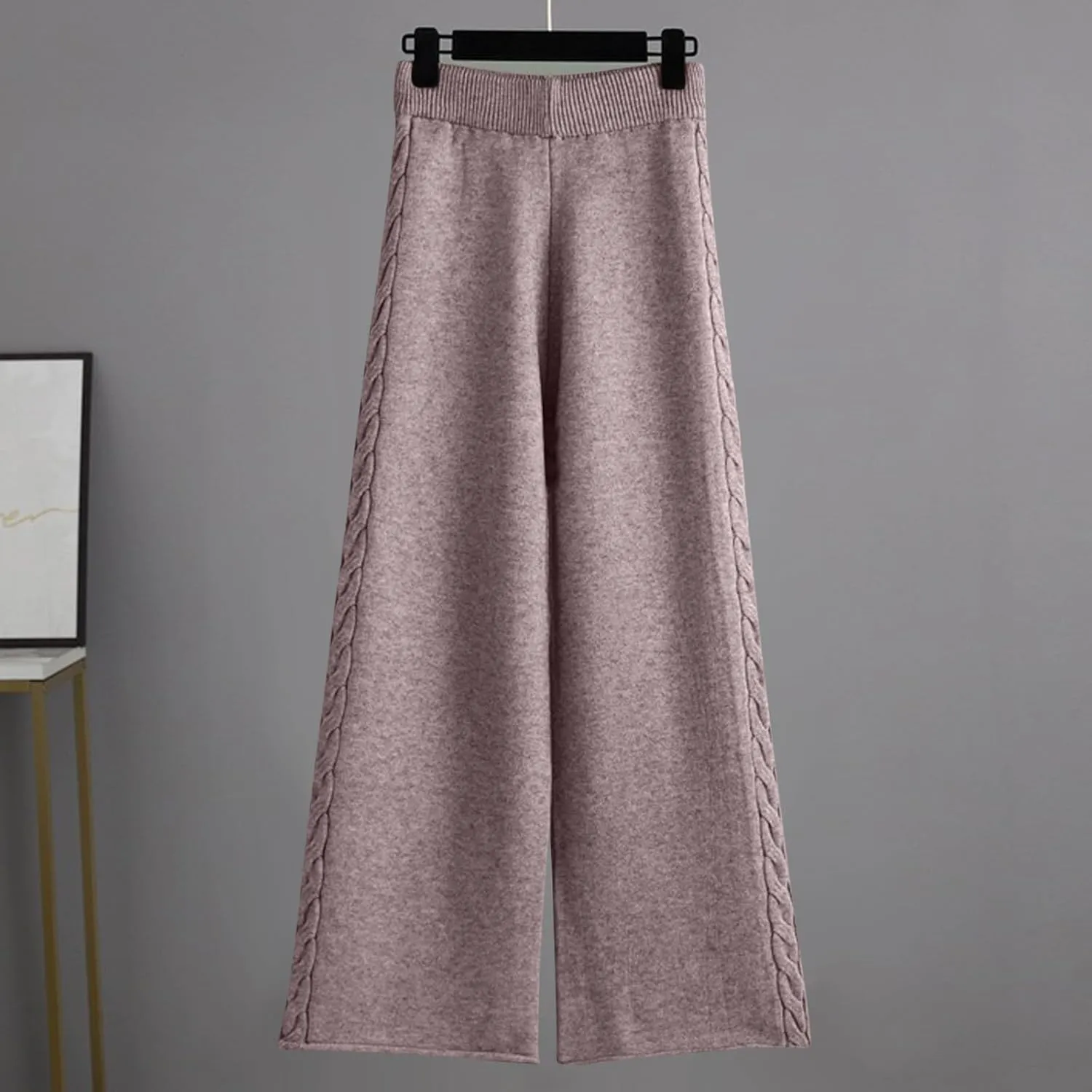 Women's Two Piece Outfits Sweater Sets Long Sleeve Knit Pullover Tops Wide Leg Pants Winter Lounge Loungewear Sets