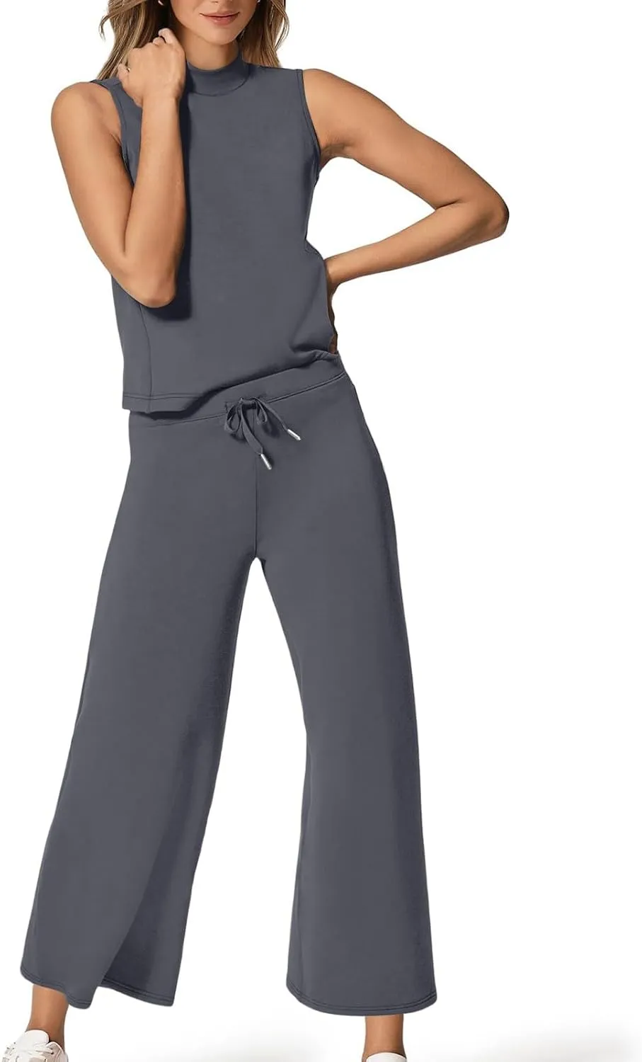 Workout Sets for Women Fitness Travel Sets 2025 Short Sleeve Wide Leg Pants Outfits Summer Sport Lounge Clothing