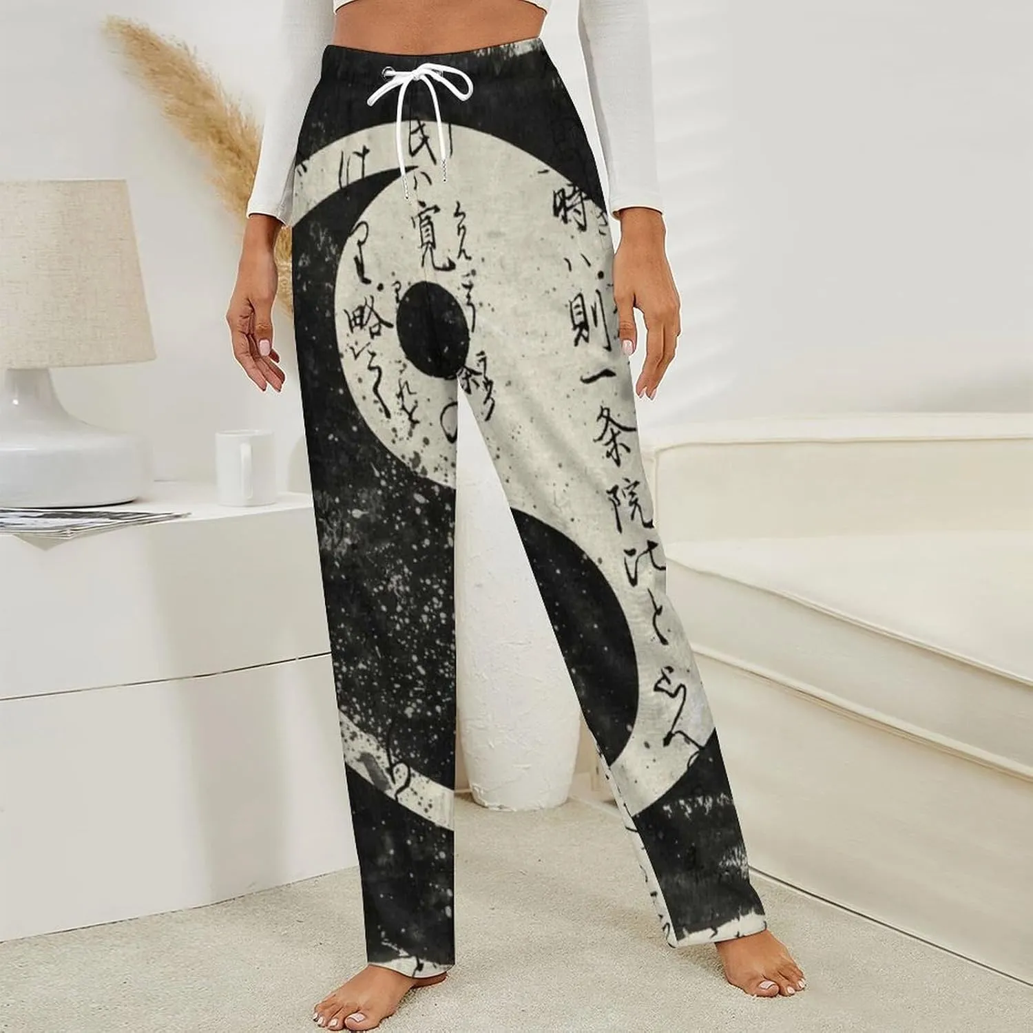 Yin And Yang Women's Flannel Pajama Pants Fleece Lounge Sleep Bottoms PJ
