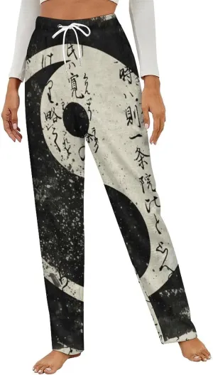 Yin And Yang Women's Flannel Pajama Pants Fleece Lounge Sleep Bottoms PJ