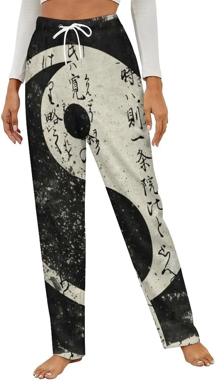 Yin And Yang Women's Flannel Pajama Pants Fleece Lounge Sleep Bottoms PJ