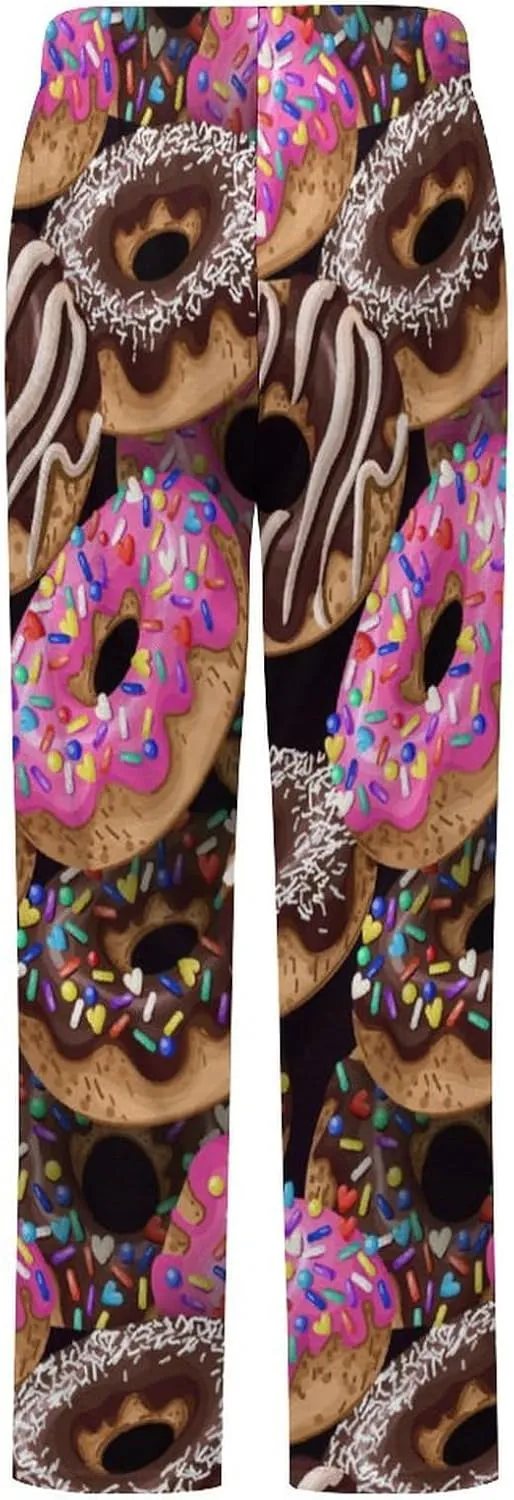 Yummy Donuts Women's Flannel Pajama Pants Fleece Lounge Sleep Bottoms PJ