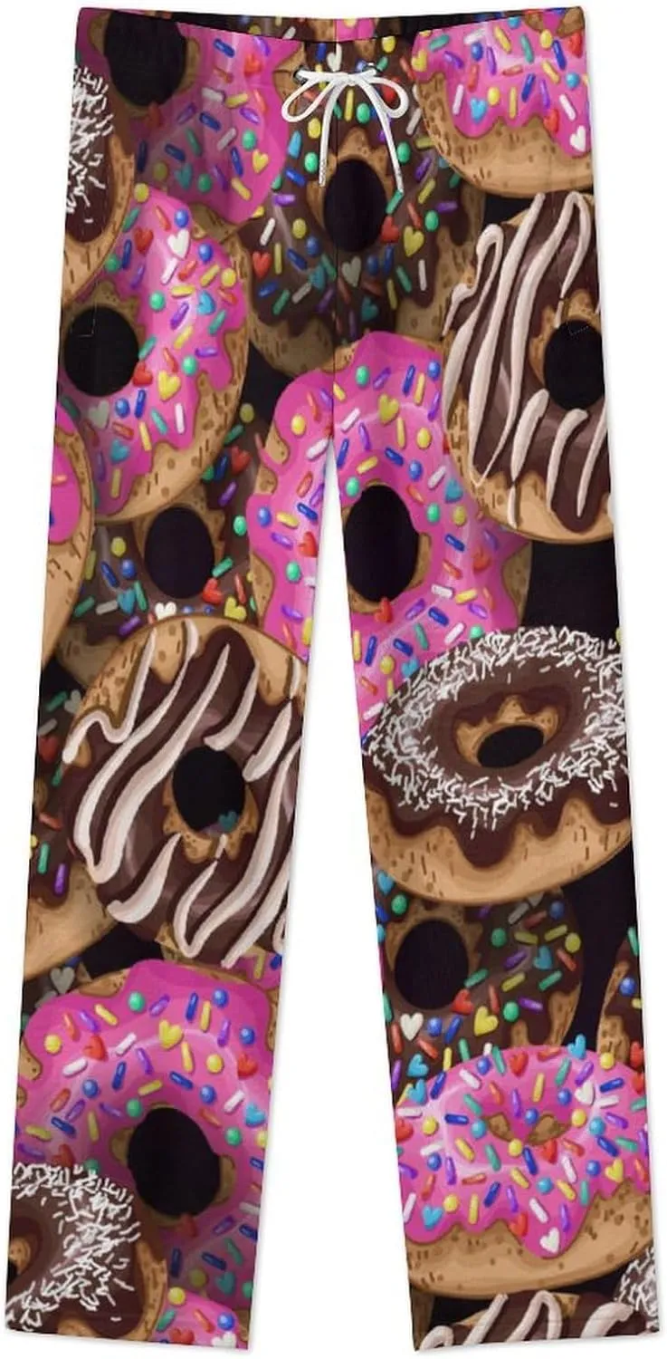 Yummy Donuts Women's Flannel Pajama Pants Fleece Lounge Sleep Bottoms PJ