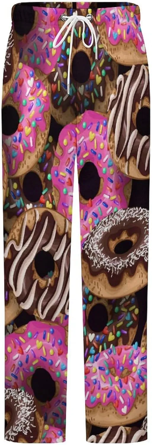 Yummy Donuts Women's Flannel Pajama Pants Fleece Lounge Sleep Bottoms PJ
